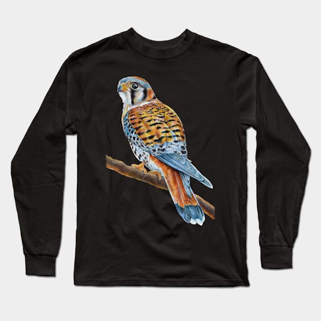 American Kestrel Long Sleeve T-Shirt by Tim Jeffs Art